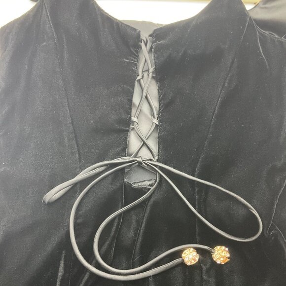VTG Scott McClintock Small Black Velvet Gown Dress Back Lace-Up Back Goth Fairy - Picture 2 of 16